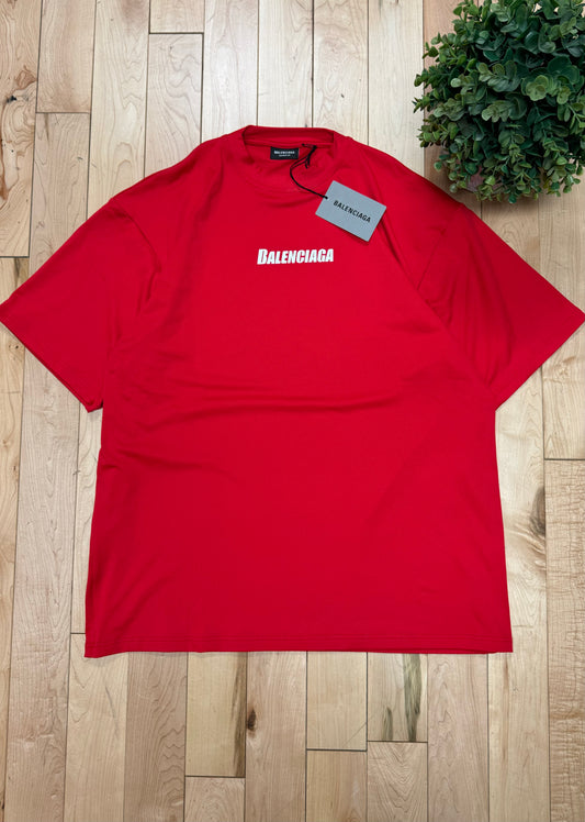 Balenciaga Red Mesh Logo T-Shirt