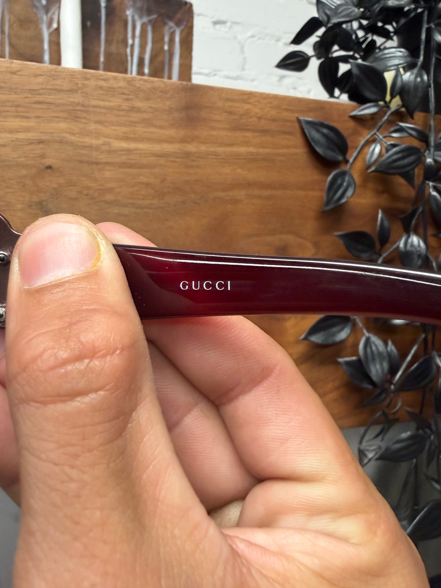 Gucci Purple ‘Studded’ Rimless Monogram Sunglasses