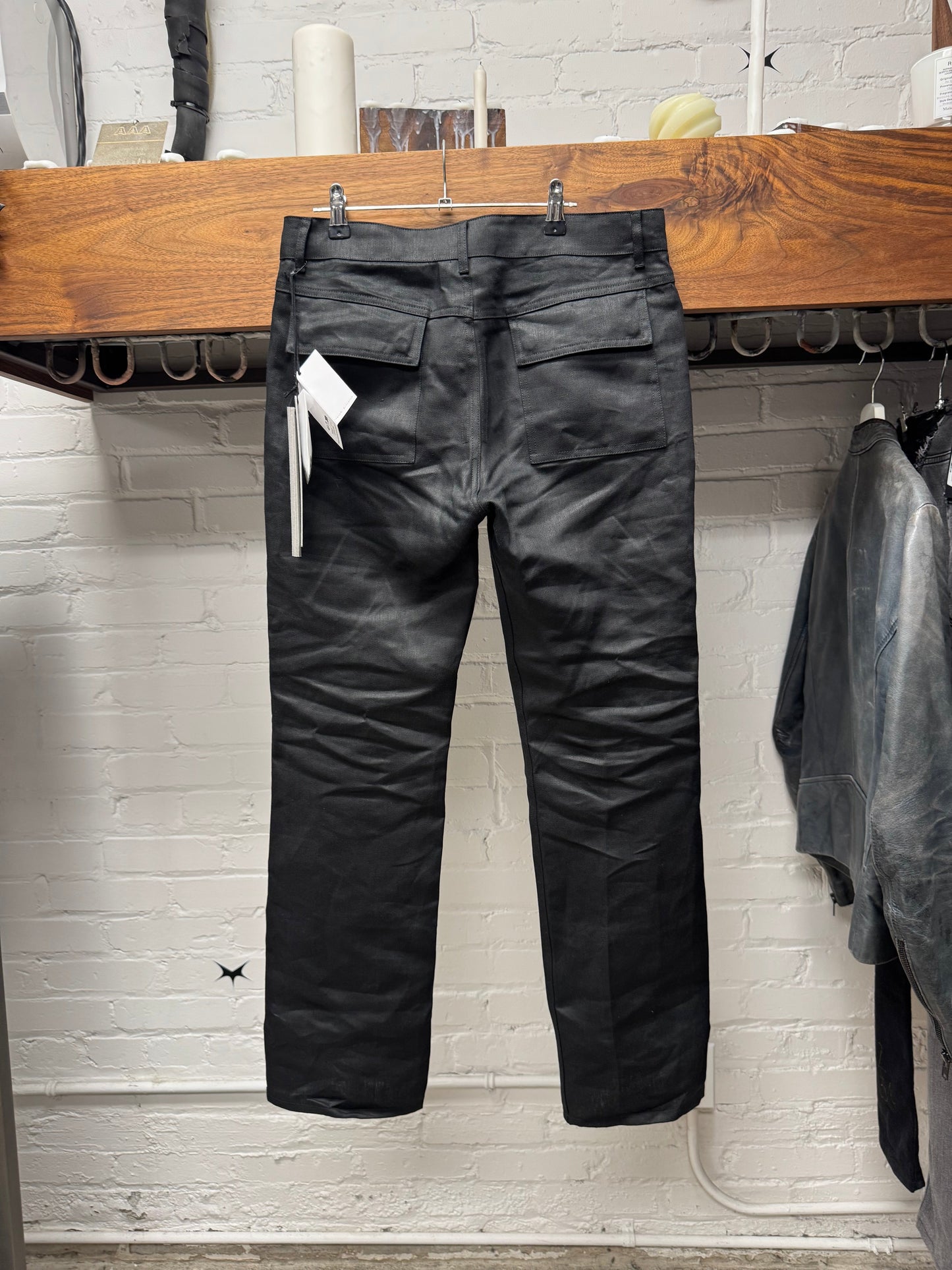 SS2025 Rick Owens ‘Hollywood’ Linen Straight Cut Black Trousers