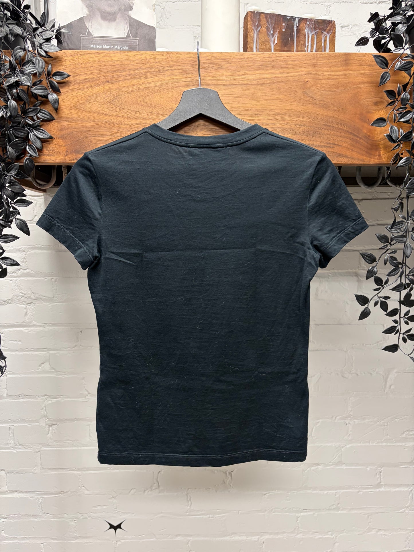 2000s Yves Saint Laurent Rive Gauche ‘Crest Logo’ Velour/Cotton T-Shirt