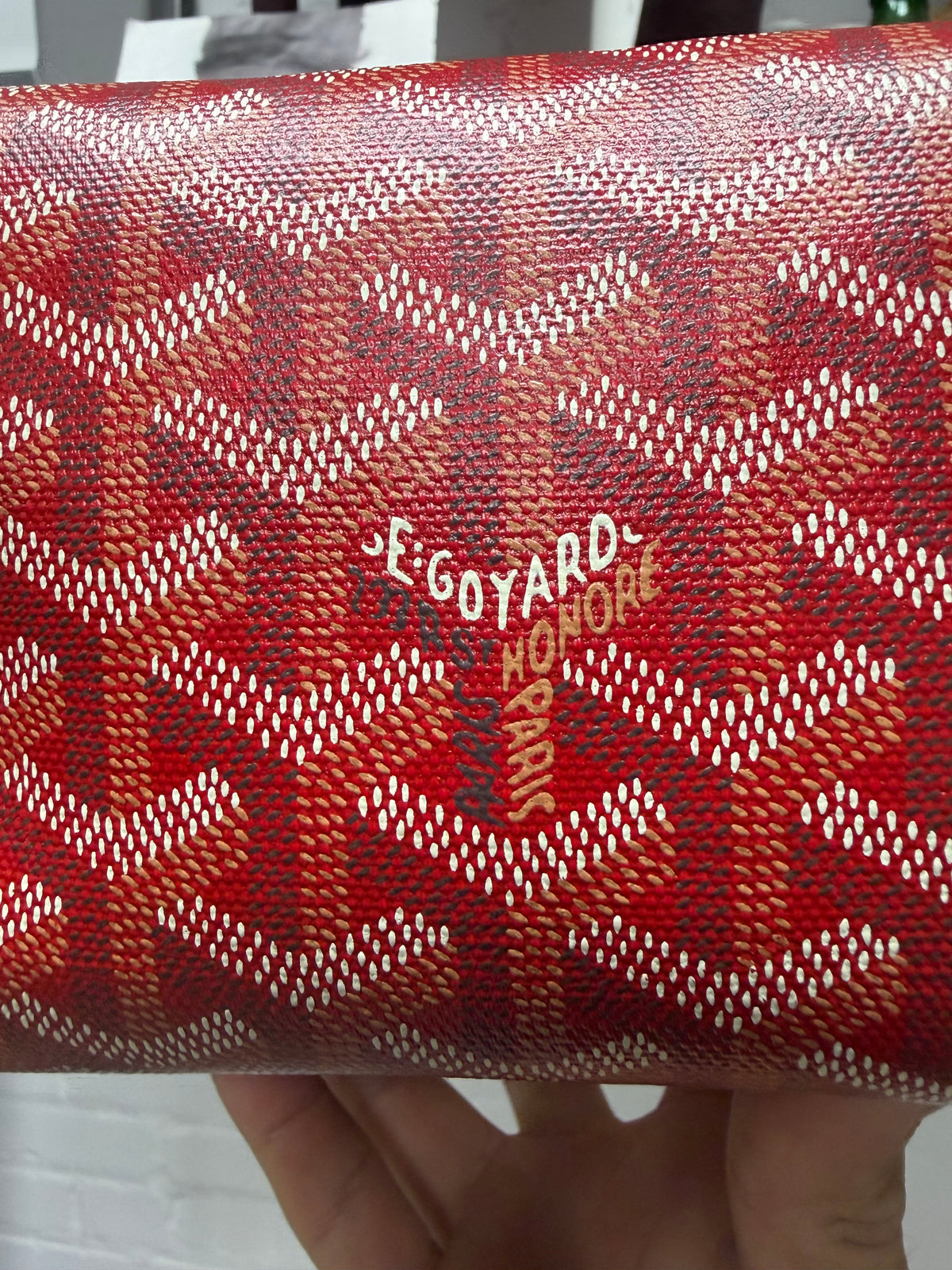 Goyard ‘Boeing 25’ Red Monogram Canvas Bag with Silver Hardware