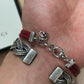 Gucci 925 Silver ‘Horsebit’ Charm Braided Leather Bracelet