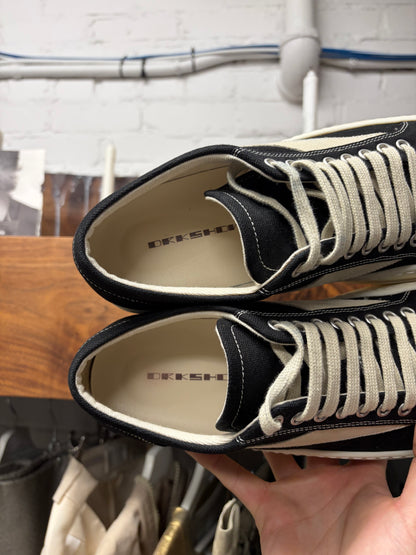 Rick Owens Black/Milk Canvas ‘Vans’ Low Top Sneakers