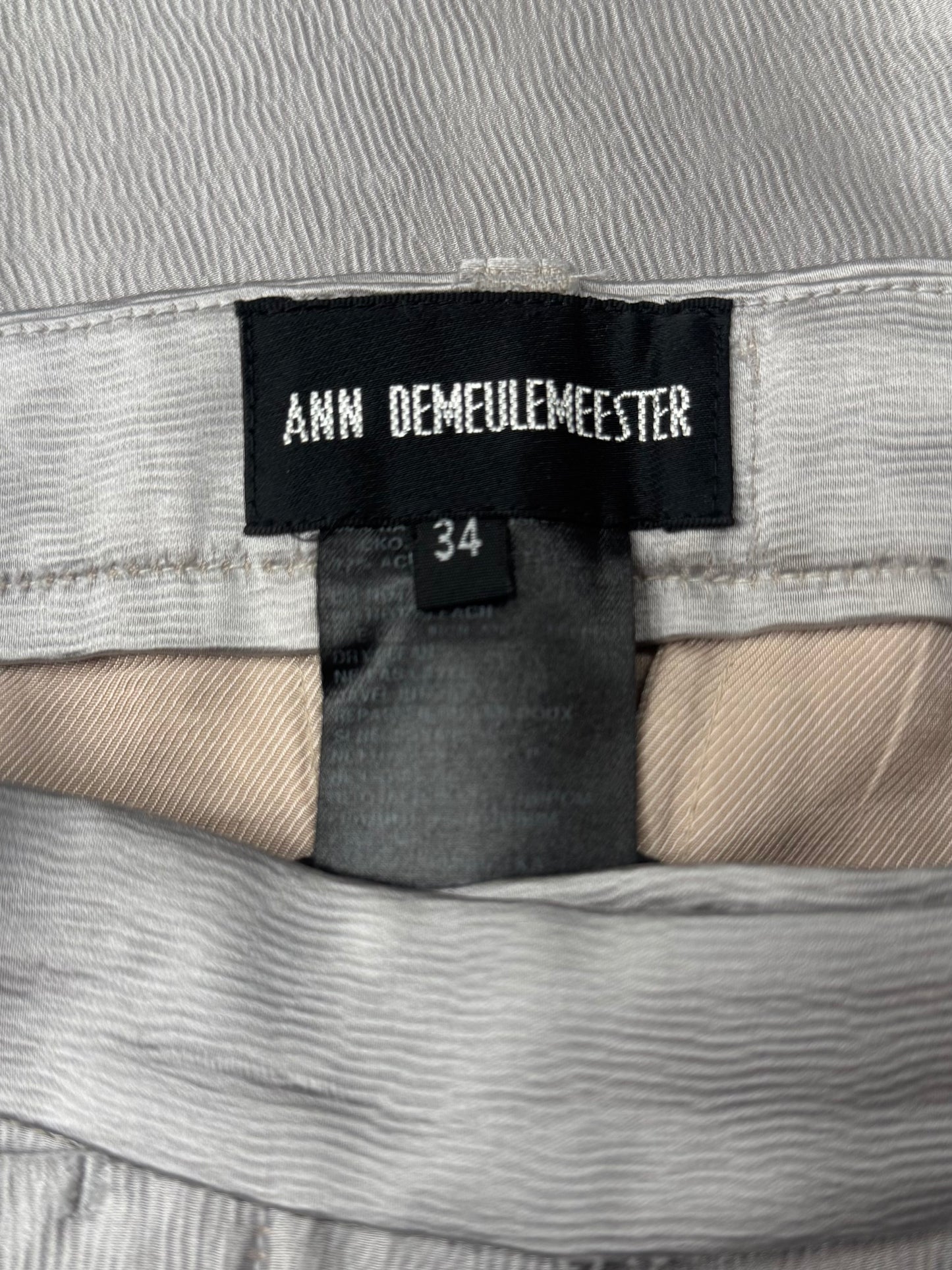 Ann Demeulemeester Glossy Silver Cropped Pants