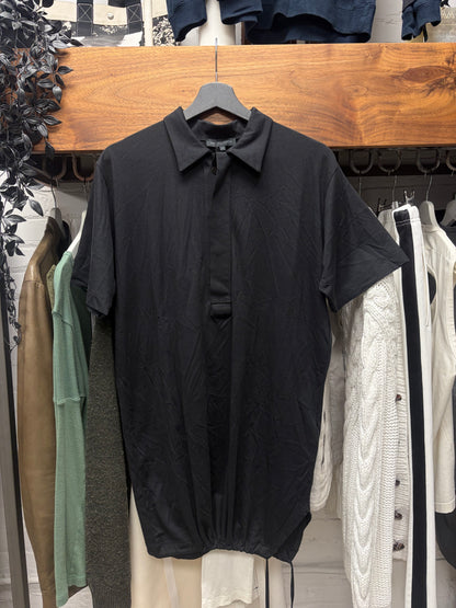 Ann Demeulemeester Light Jersey Cotton Black Short Sleeve Polo