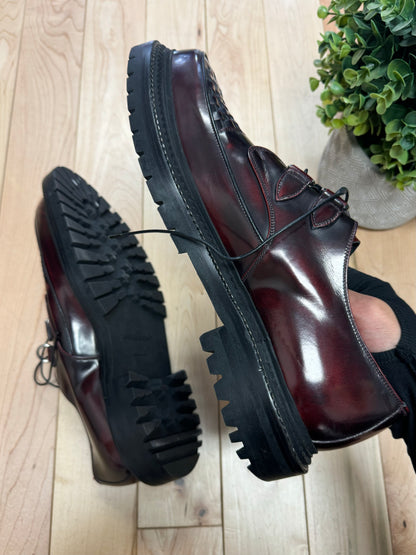 Burberry Burgundy Leather ‘Creeper’ Platform Loafers