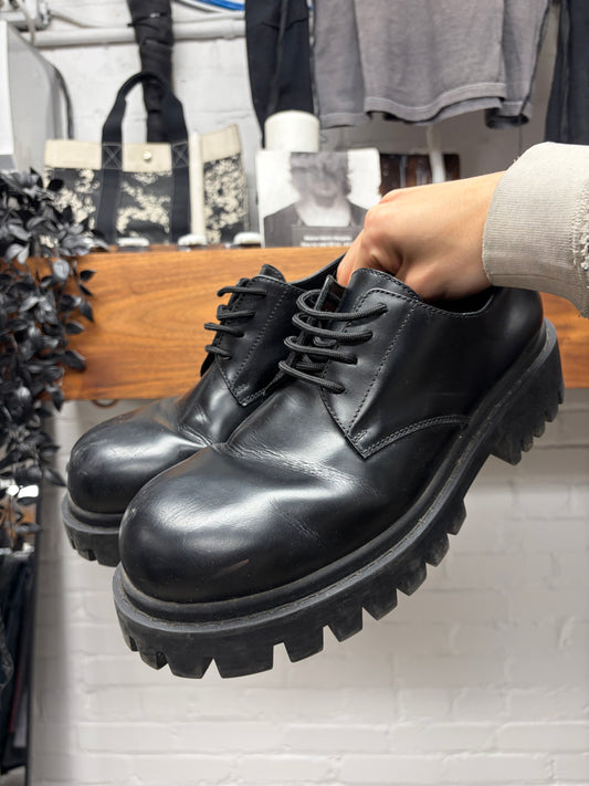 Balenciaga ‘Sergent’ 20mm Platform Sole Black Calfskin Leather Derbys