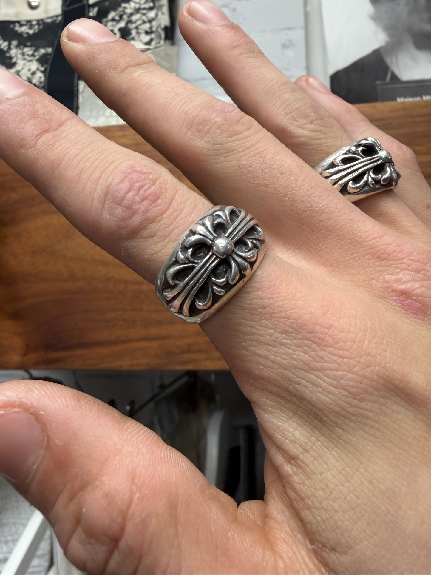 Chrome Hearts ‘Floral Cross’ 925 Silver Ring