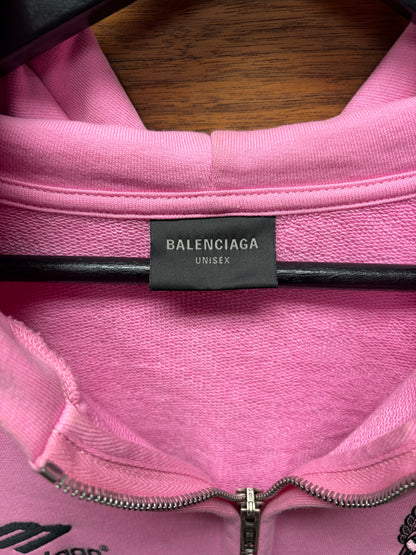Balenciaga Paris Exclusive Pink ‘Soccer’ Zip Up Hoodie