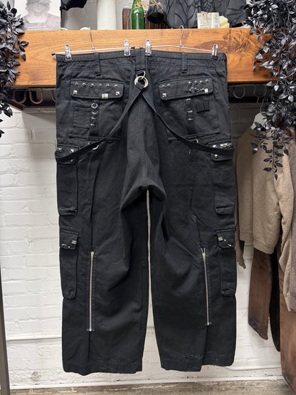 2024 Balenciaga ‘Raver’ Piercing Studded Black Wide Leg Denim