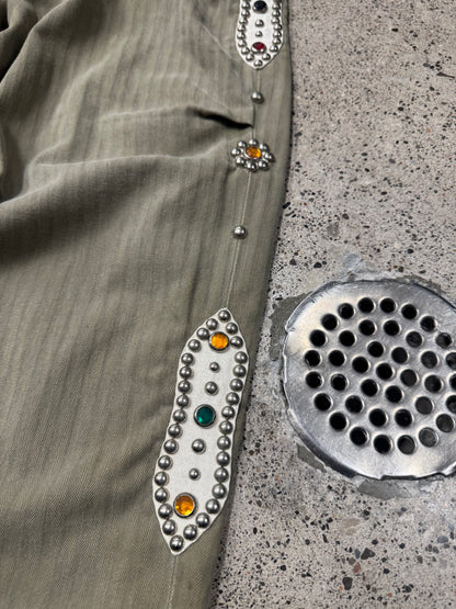 Kapital ‘Gemstone’ Studded Hickory Stripe Lounge Pants
