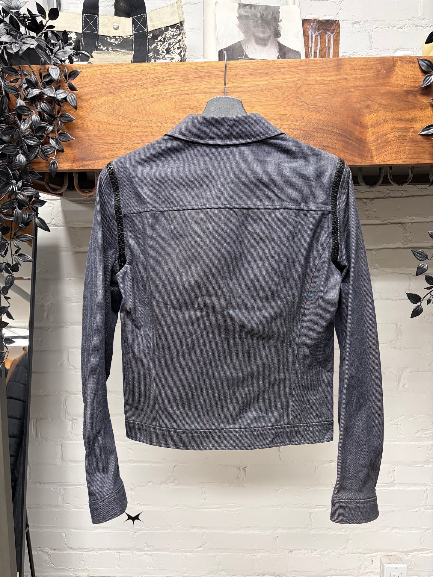 Vintage Miu Miu Denim Trucker Jacket with Zipper Detachable Sleeves