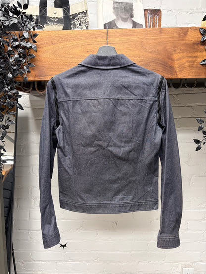 Vintage Miu Miu Denim Trucker Jacket with Zipper Detachable Sleeves