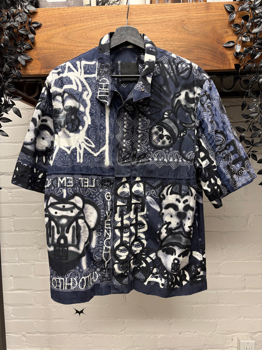 SS2022 Resort Givenchy x Chito Airbrushed Black/Blue Paisley Button Snap Shirt