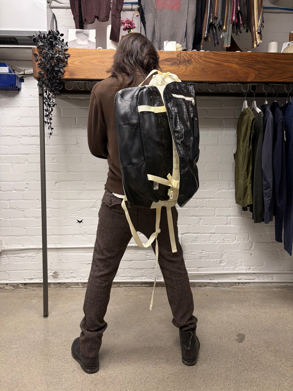 AW2007 Undercover x Visvim ‘E-Cat 23L’ Ballistic Black Deerskin Leather Jumbo Messenger Bag