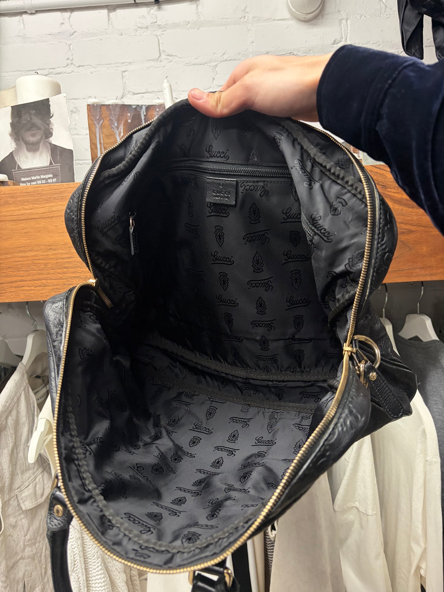 Gucci ‘Guccissima’ Embossed Monogram Black Leather Business Bag