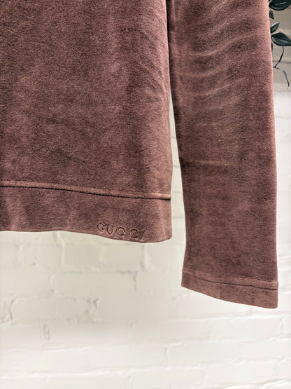 Gucci by Tom Ford Velour Brown Turtleneck Sweater