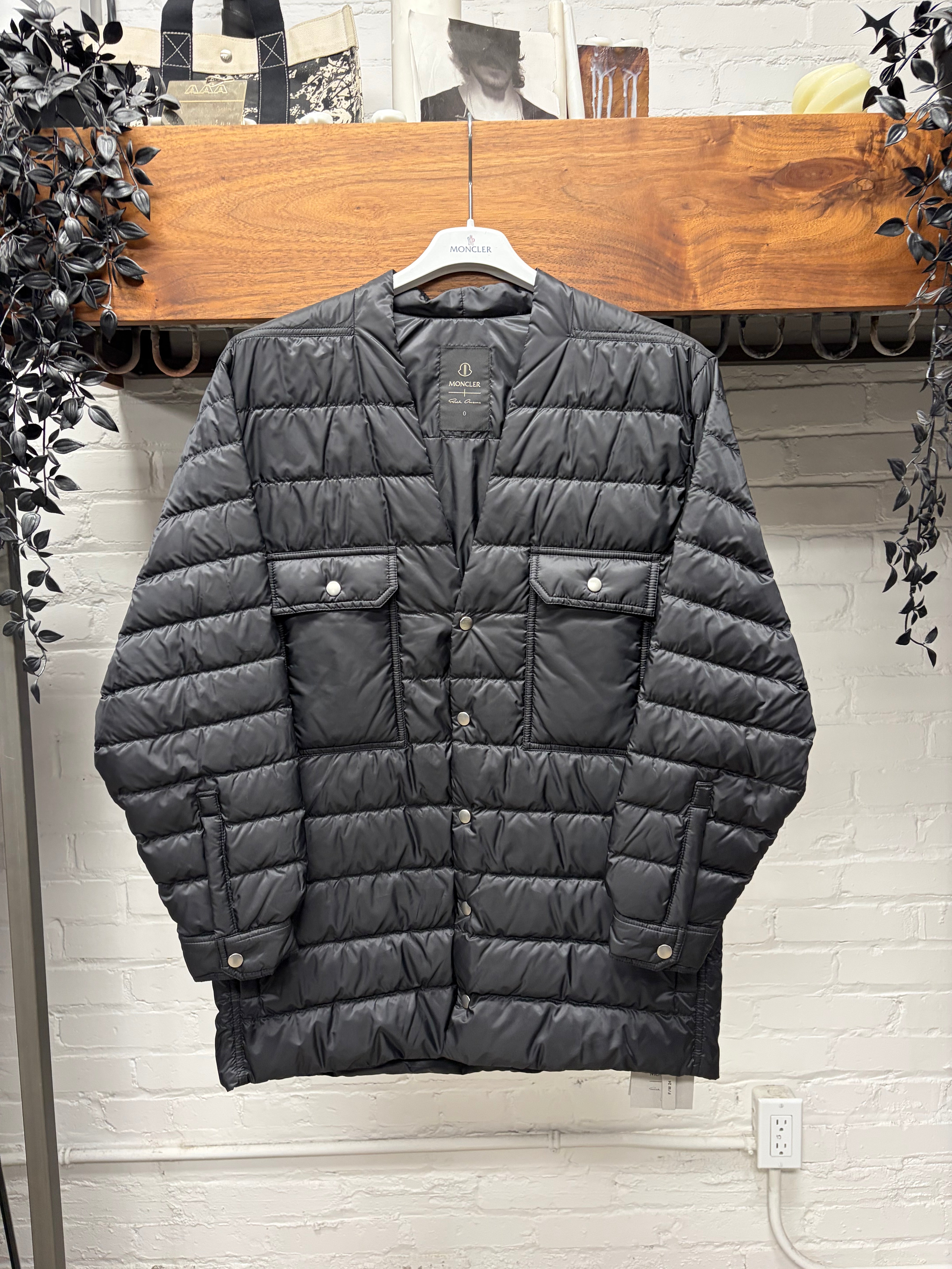 Rick Owens x Moncler Quilted Black Shell Down Filled 'Outershirt