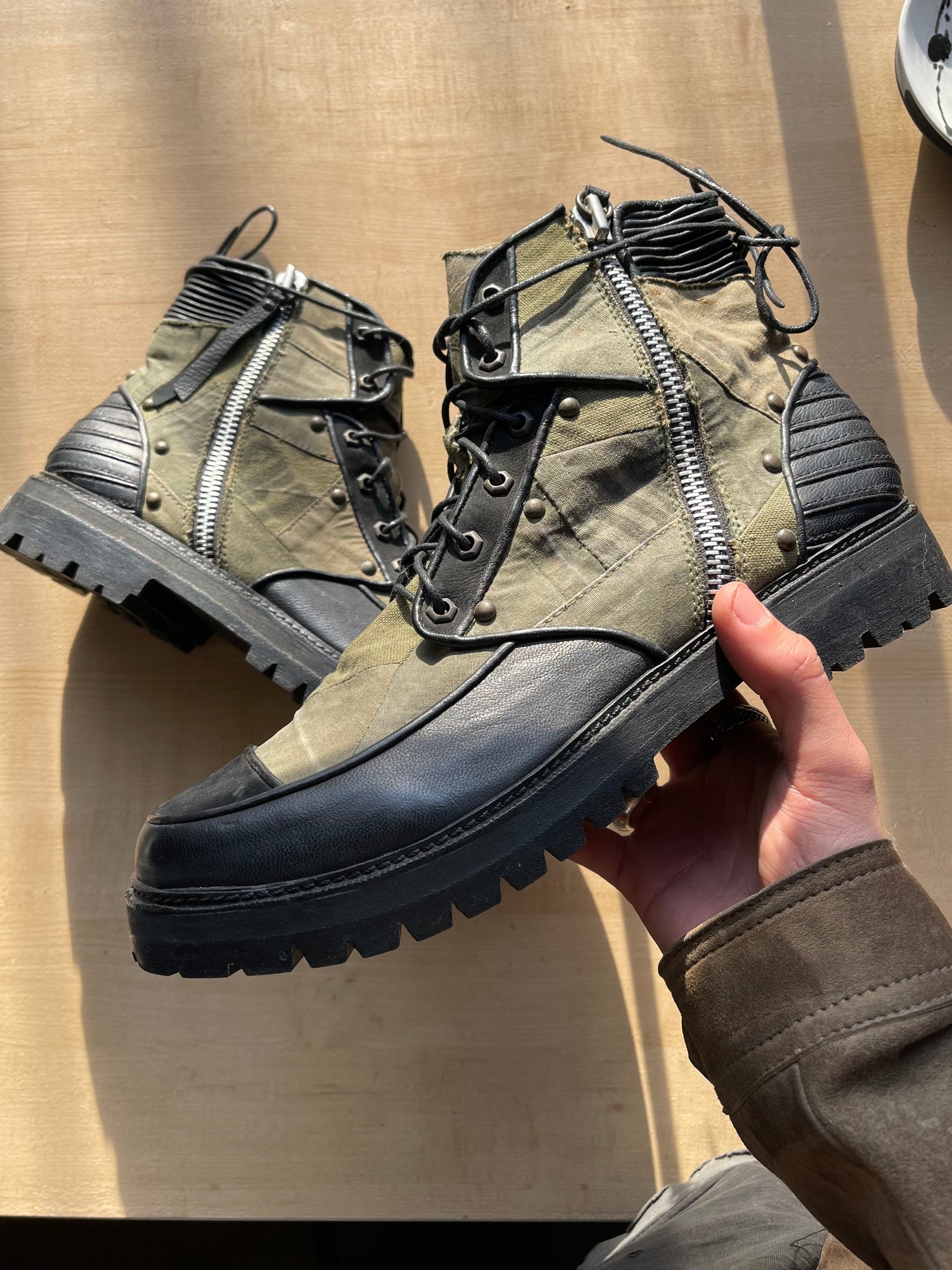 14th Addiction Military Bag Reconstructed Combat Boots