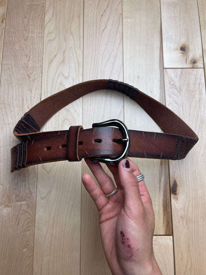 Tornado Mart Washed Brown Rustic Buckle Belt