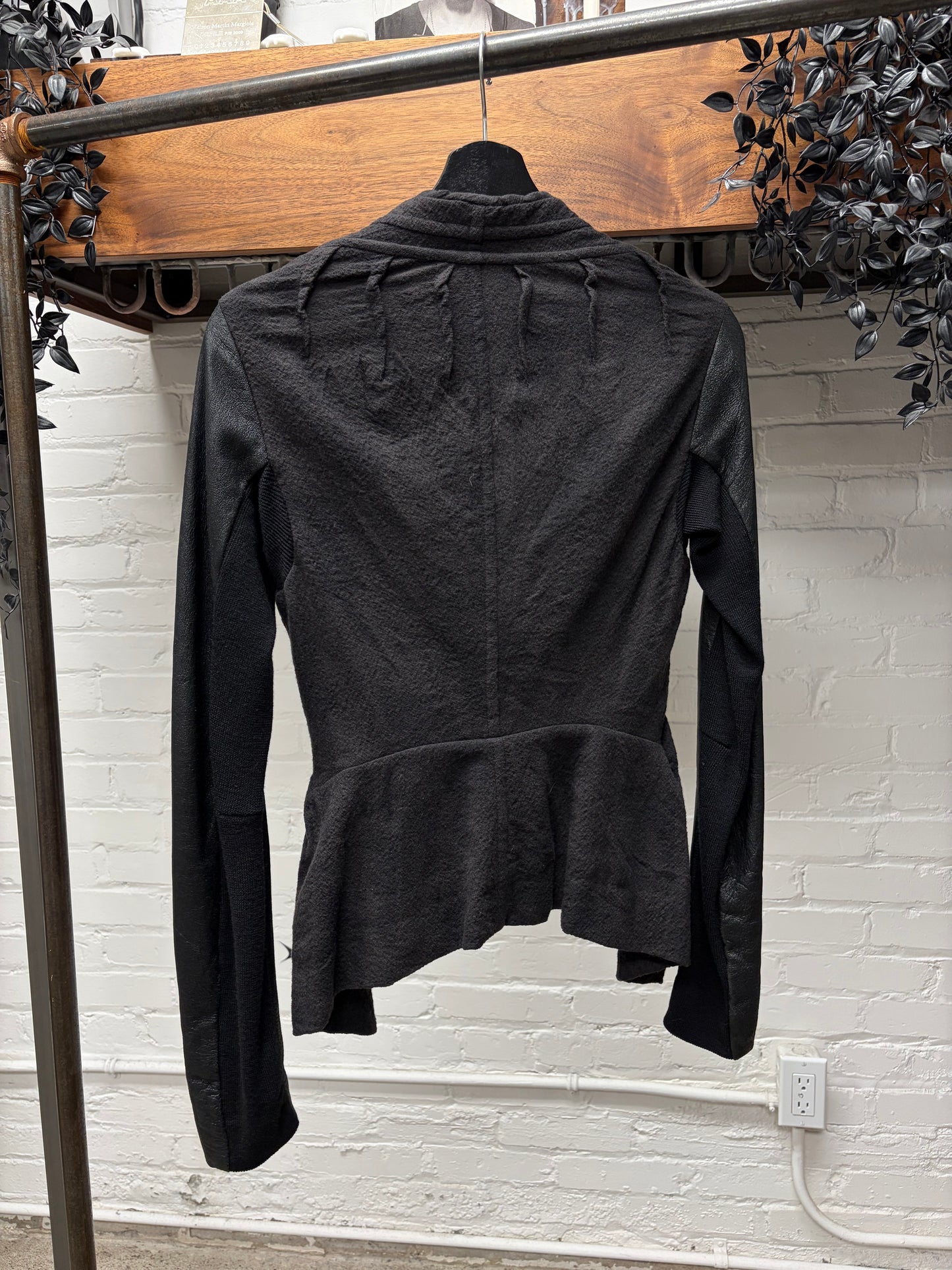 Early 2000s Rick Owens O&M Era Leather Sleeve Hook Closure Top