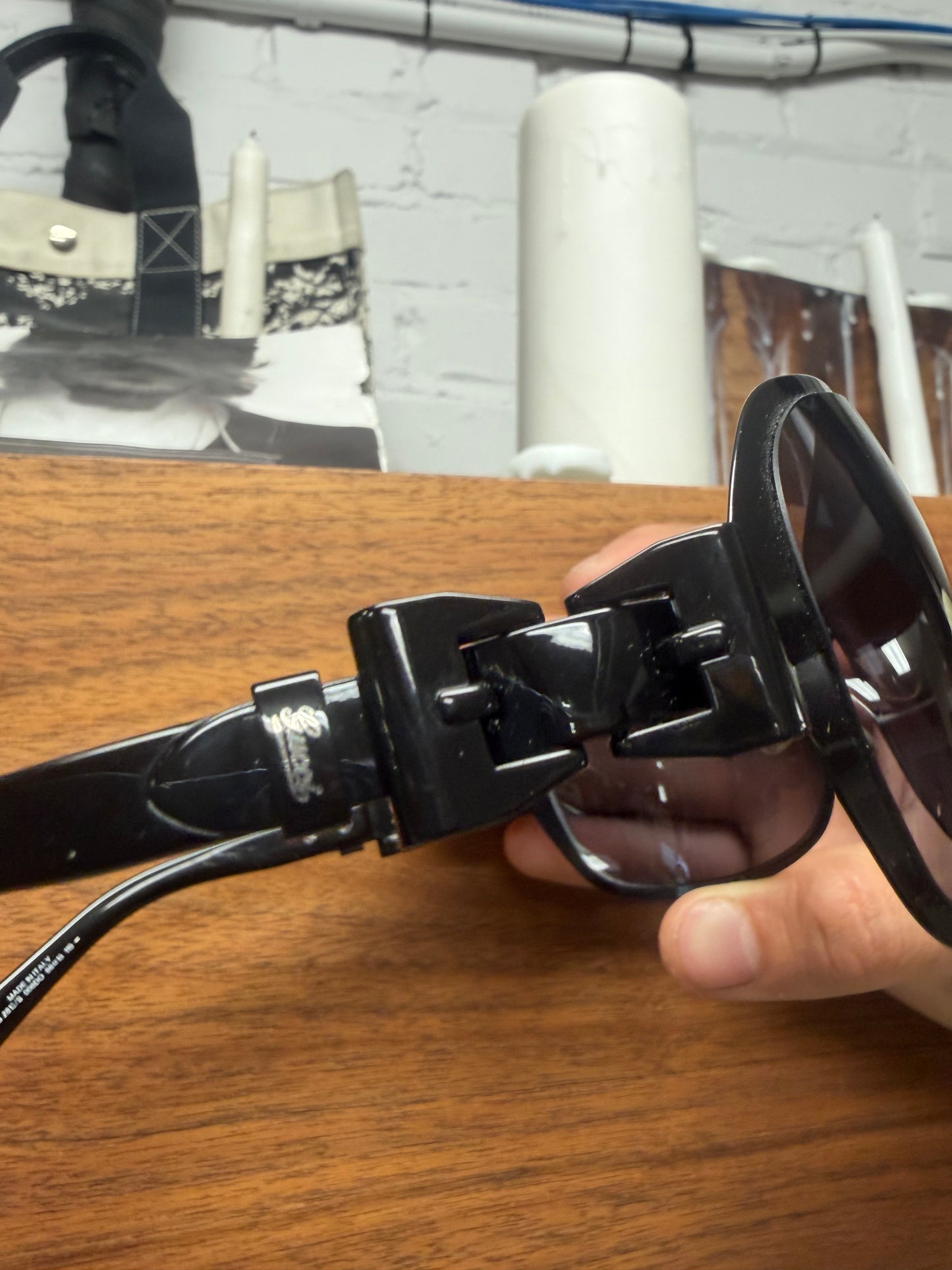 2000s Gucci Black ‘Horsebit Belt’ Oval Shape Sunglasses