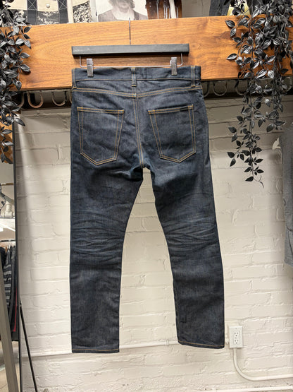 2020 Saint Laurent ‘D18’ Natural Raw Blue Skinny Jeans