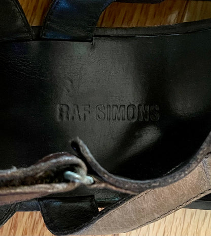 SS2009 Raf Simons Woven Leather Wood Sole Slides