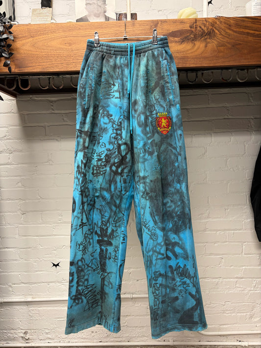 SS2023 Balenciaga ‘Skater’ Blue Graffiti Wide Leg Drawstring Sweatpants