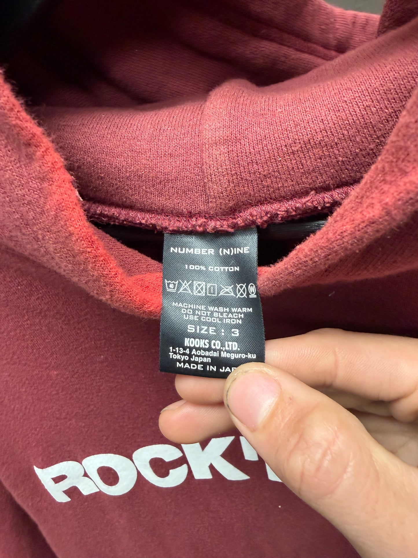 Number (N)ine ‘Rock n Roll’ Dark Red Pullover Hoodie