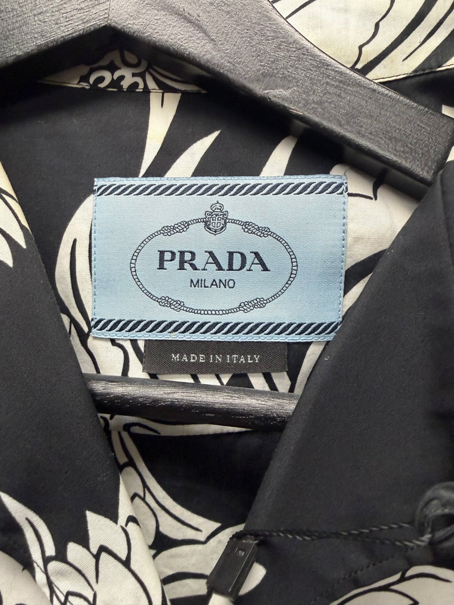 Prada Flame Camp Collar Short Sleeve Shirt