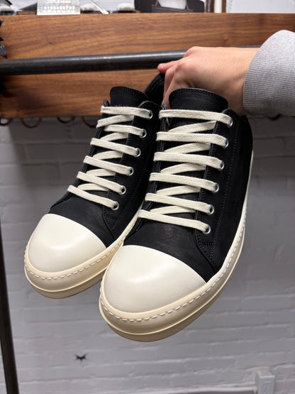 Rick Owens Black/Milk Leather ‘Ramones’ Low Top Sneakers