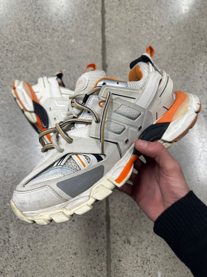 Balenciaga White/Orange Track Runner Sneakers