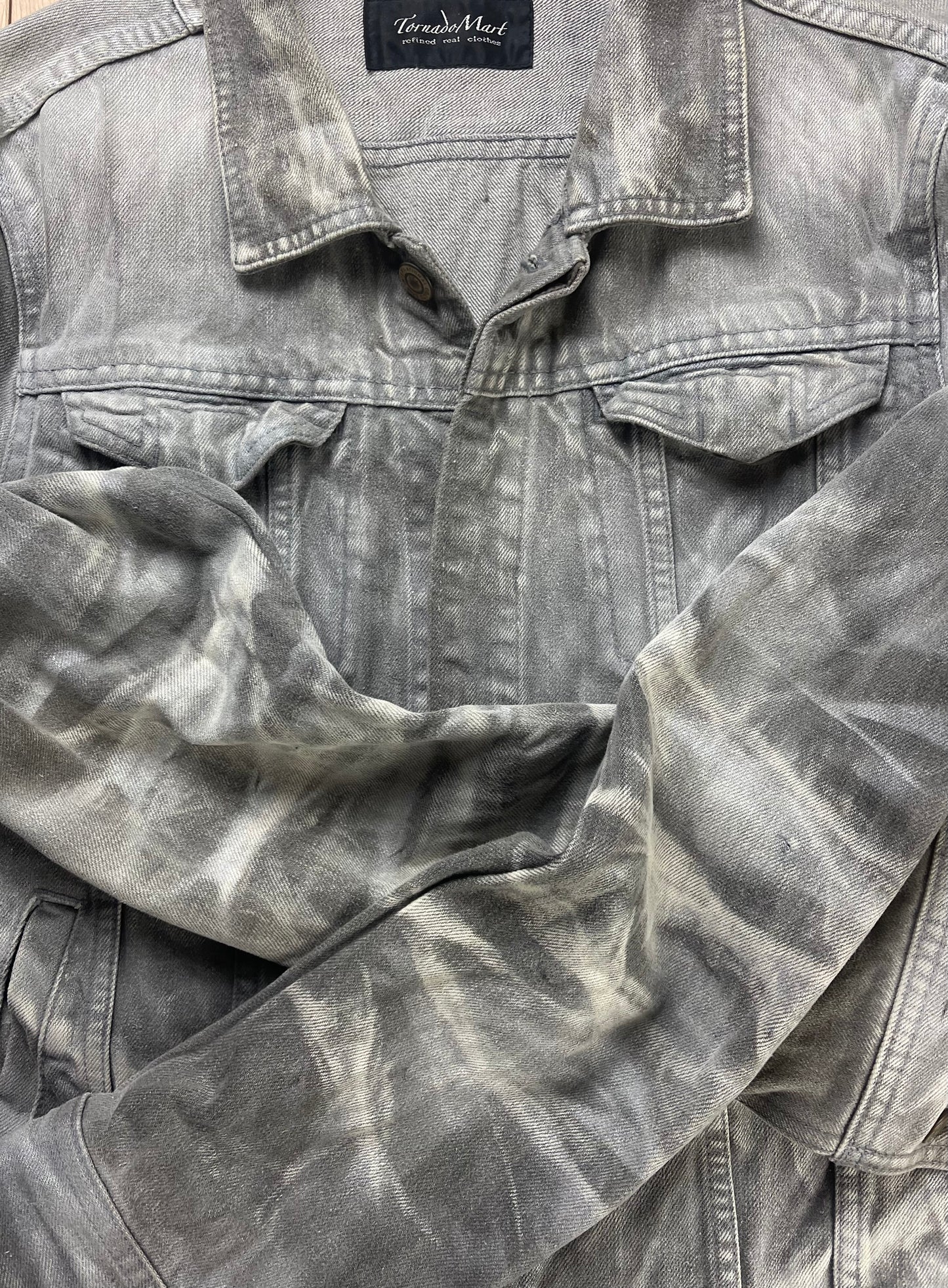 Tornado Mart Washed Grey Whiskered Denim Jacket