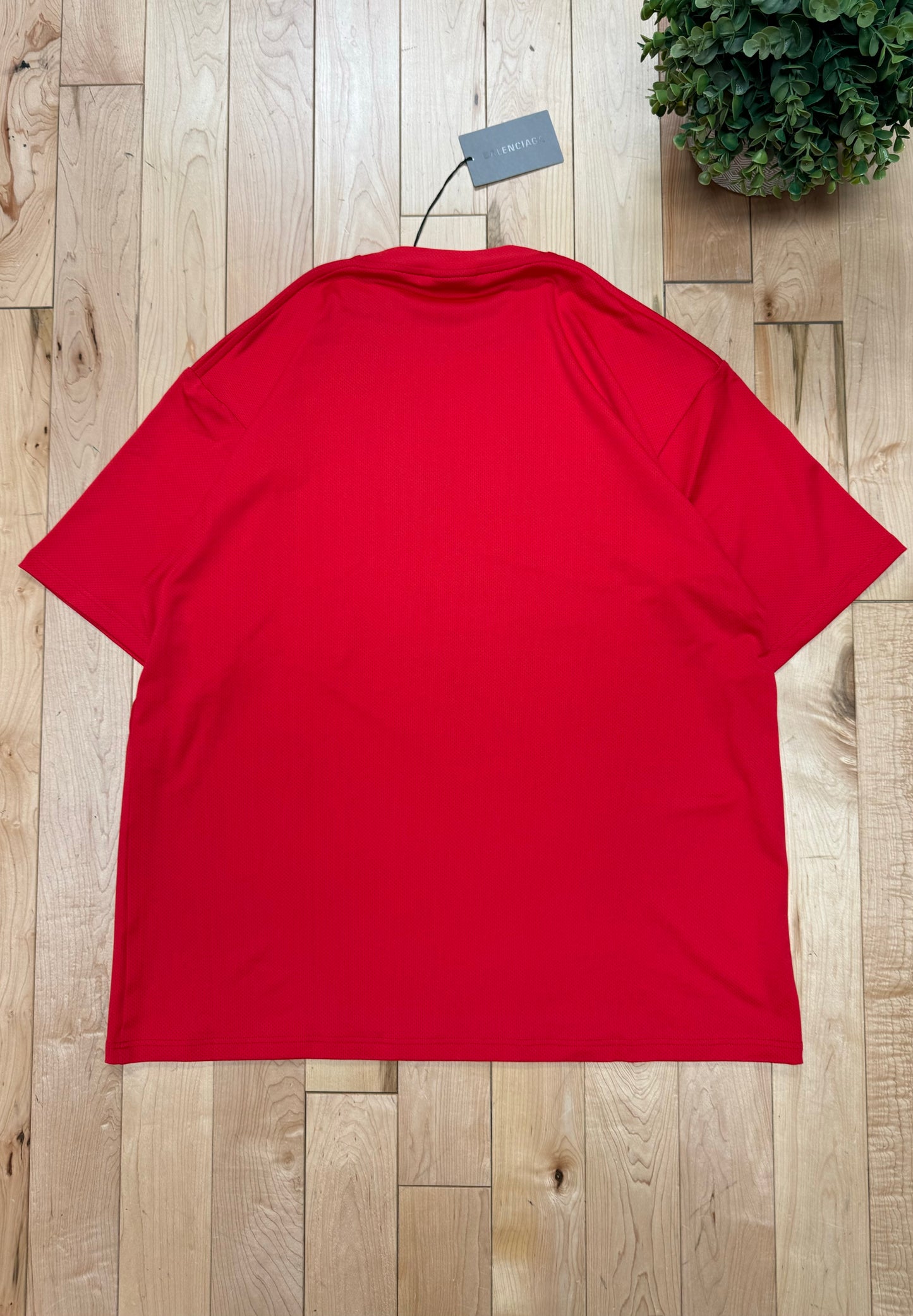 Balenciaga Red Mesh Logo T-Shirt