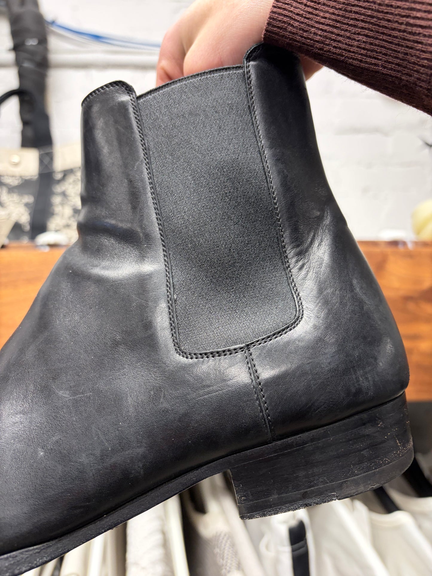 Saint Laurent ‘Wyatt’ Black Leather Pointed Toe Boots