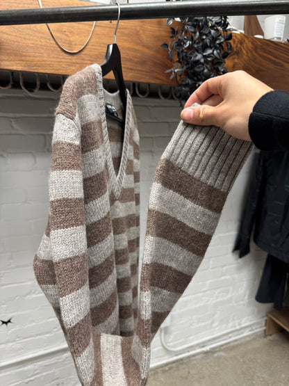 2000s Dolce & Gabbana Mainline ‘Alpaca Wool’ Striped V-Neck Sweater