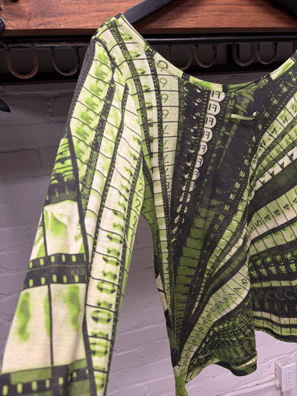 Vintage Jean Paul Gaultier ‘Film Roll’ Green Mesh Long Sleeve Shirt
