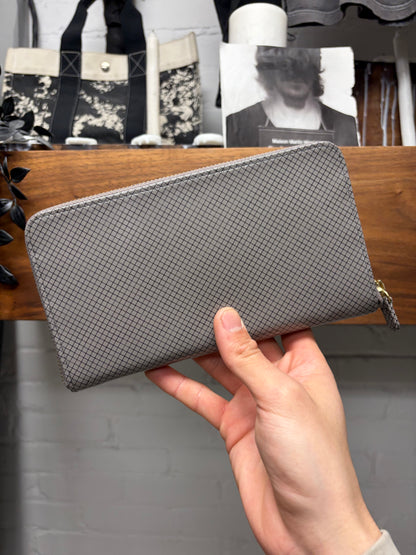 Undercover ‘Lips’ Grey Grid Leather Continental Long Wallet