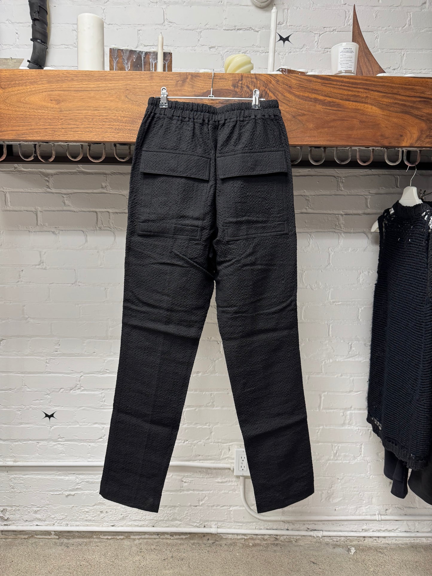 SS2022 Rick Owens ‘Fogachine’ Berlin Relaxed Black Drawstring Pants