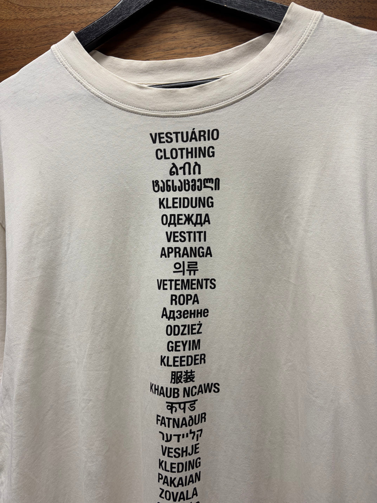 SS2019 Vetements ‘Translation’ White Embroidered Logo T-Shirt