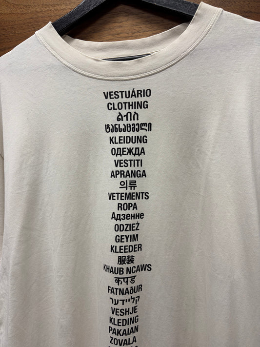 SS2019 Vetements ‘Translation’ White Embroidered Logo T-Shirt