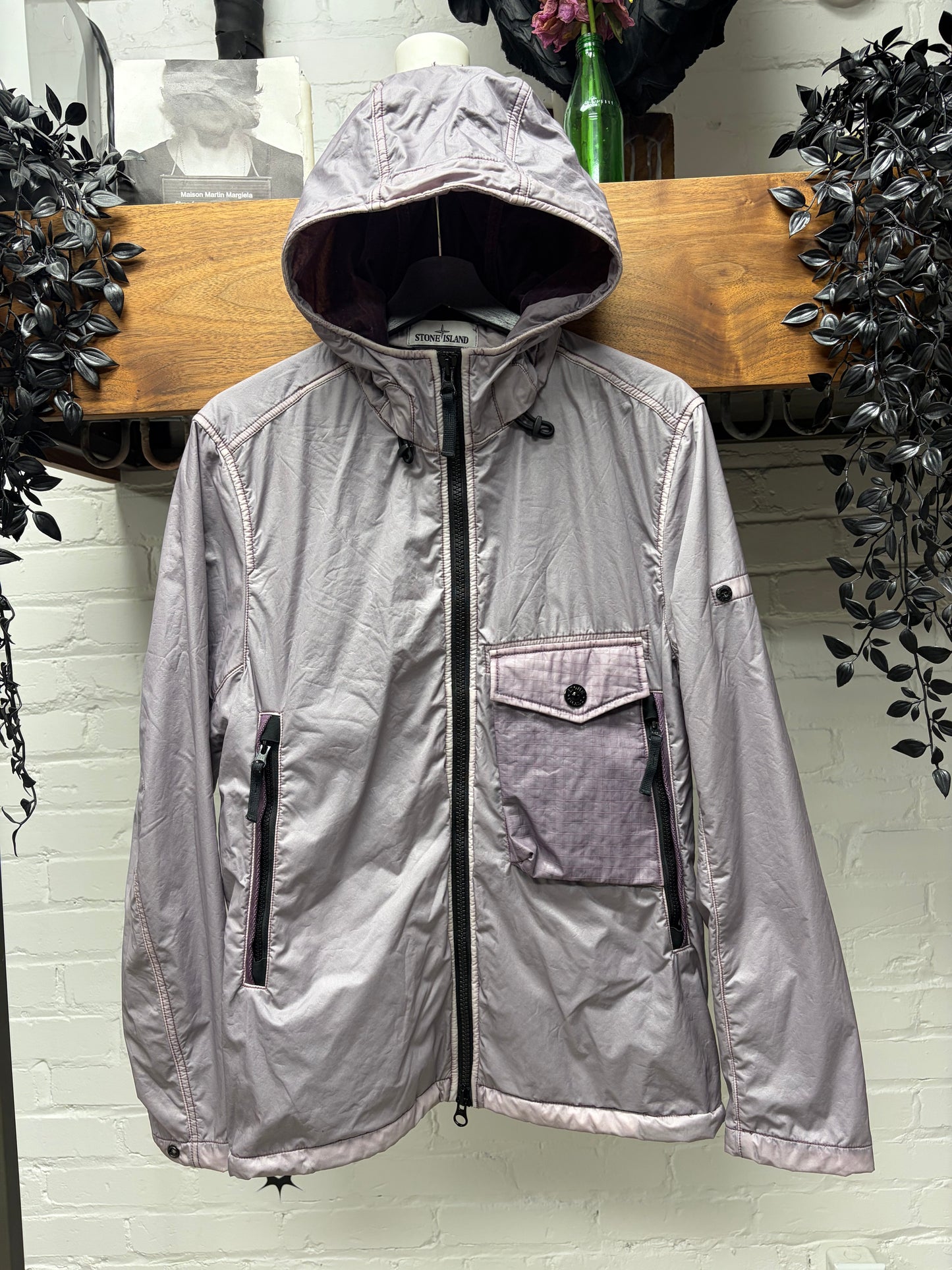 Stone Island Purple ‘Lamy’ Flock Hooded Jacket with Liner