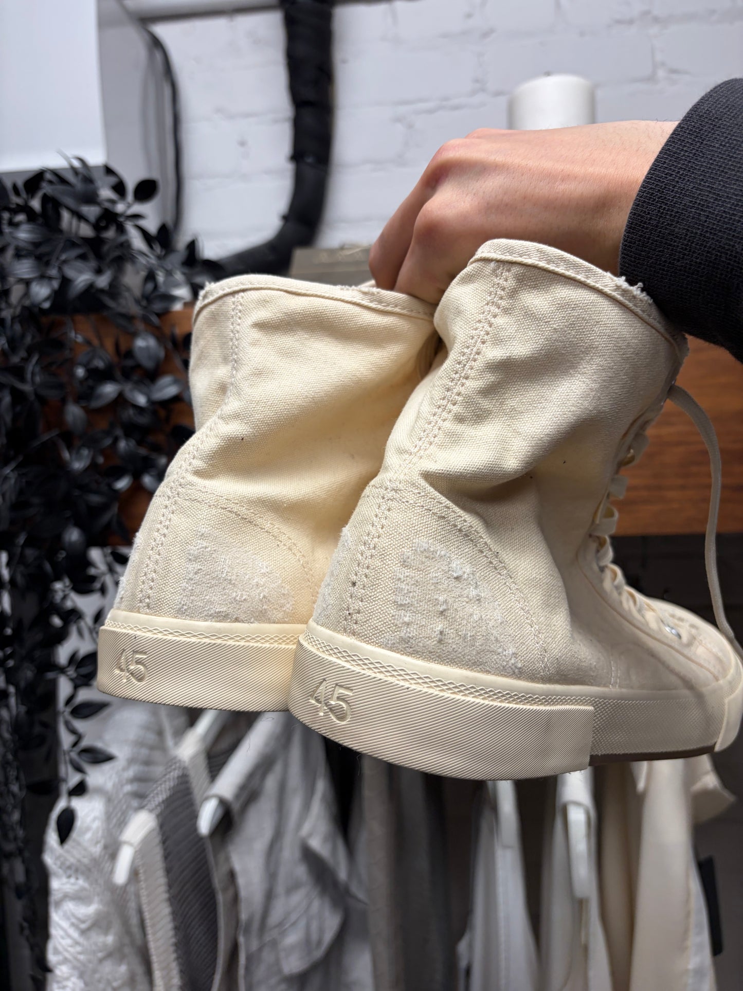 Balenciaga ‘Paris’ Cream White Canvas High Top Sneakers