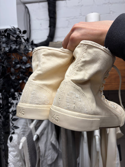 Balenciaga ‘Paris’ Cream White Canvas High Top Sneakers