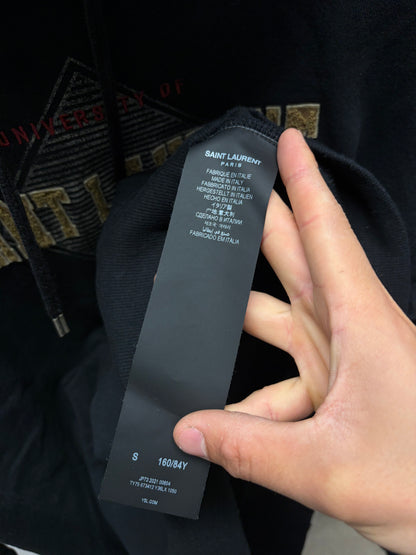 2021 Saint Laurent ‘Collegiate Logo’ Black Pullover Hoodie