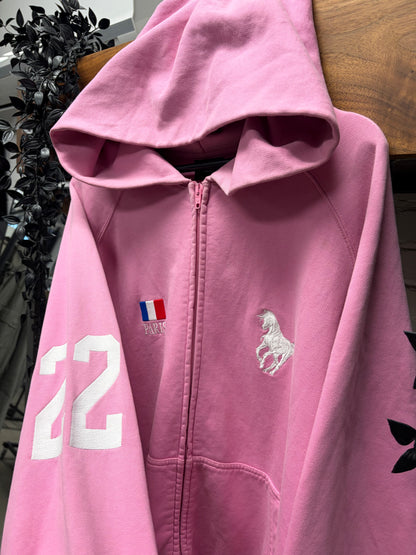 AW2022 Balenciaga ‘Polo’ Oversized Pink Zip-Up Hoodie