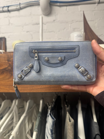 Balenciaga ‘Tour’ Baby Blue Leather Wallet