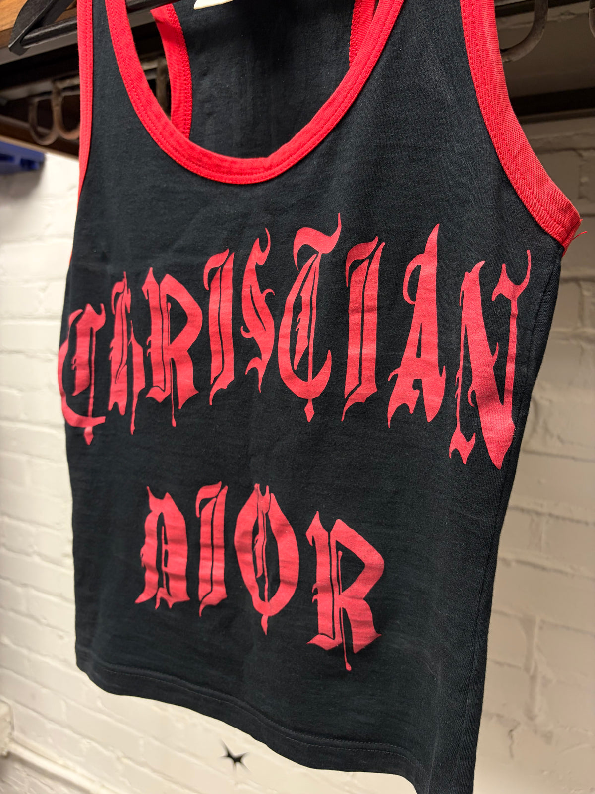 SS2002 Christian Dior ‘Gothic Logo’ Black/Red Runway Tank Top