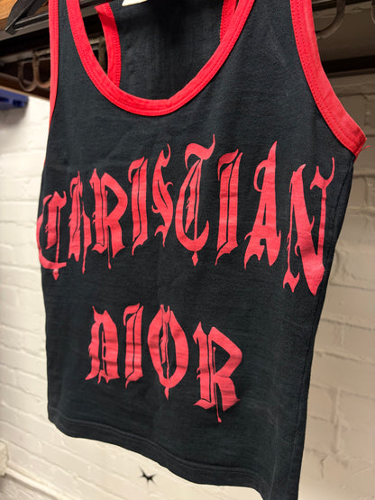 SS2002 Christian Dior ‘Gothic Logo’ Black/Red Runway Tank Top